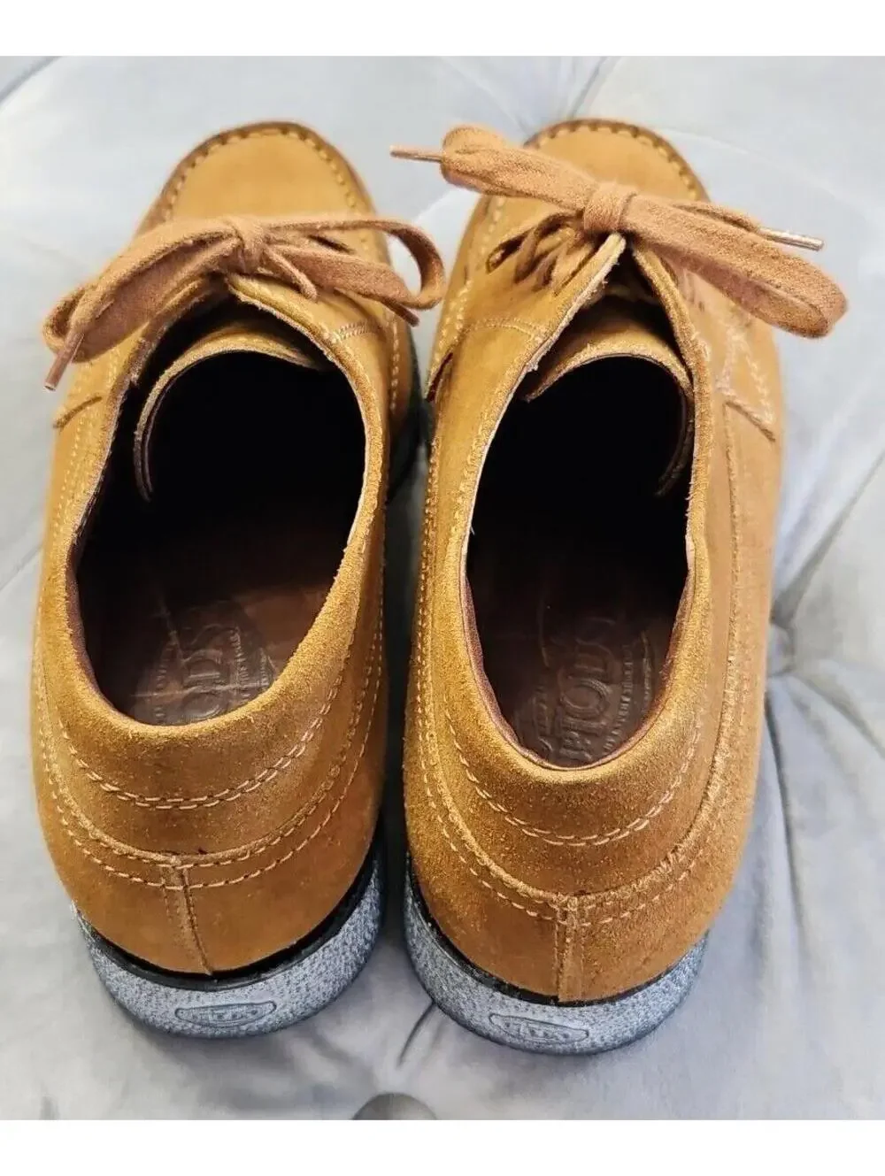 J.P. Tod’s Brown Suede Lace Up Moc Loafers Italy Handmade Mens Dress Shoes 39 9